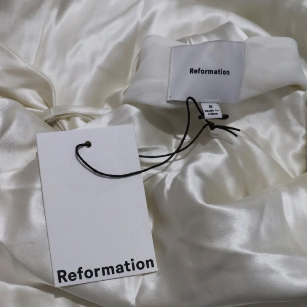 Reformation Ronda Silk Dress in Ivory - Picture 8 of 9